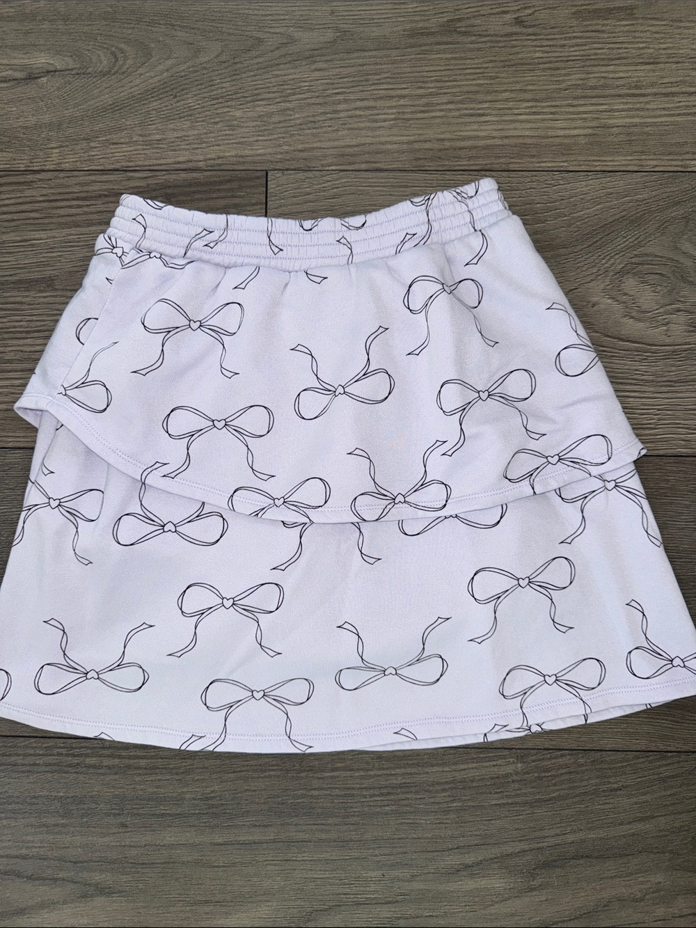 Lands End Bow Print Layered Mini Skort - lavender